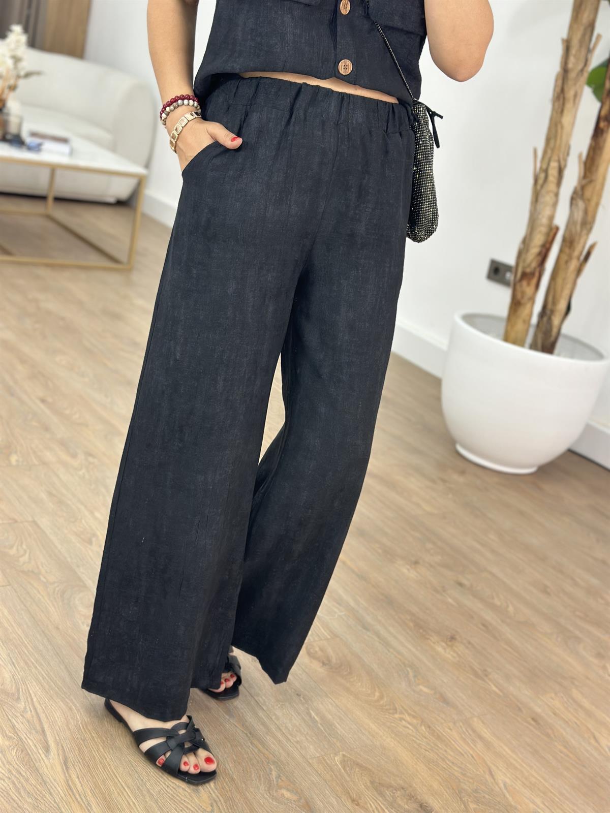 Cep Detaylı Beli Lastikli Takım - Siyah