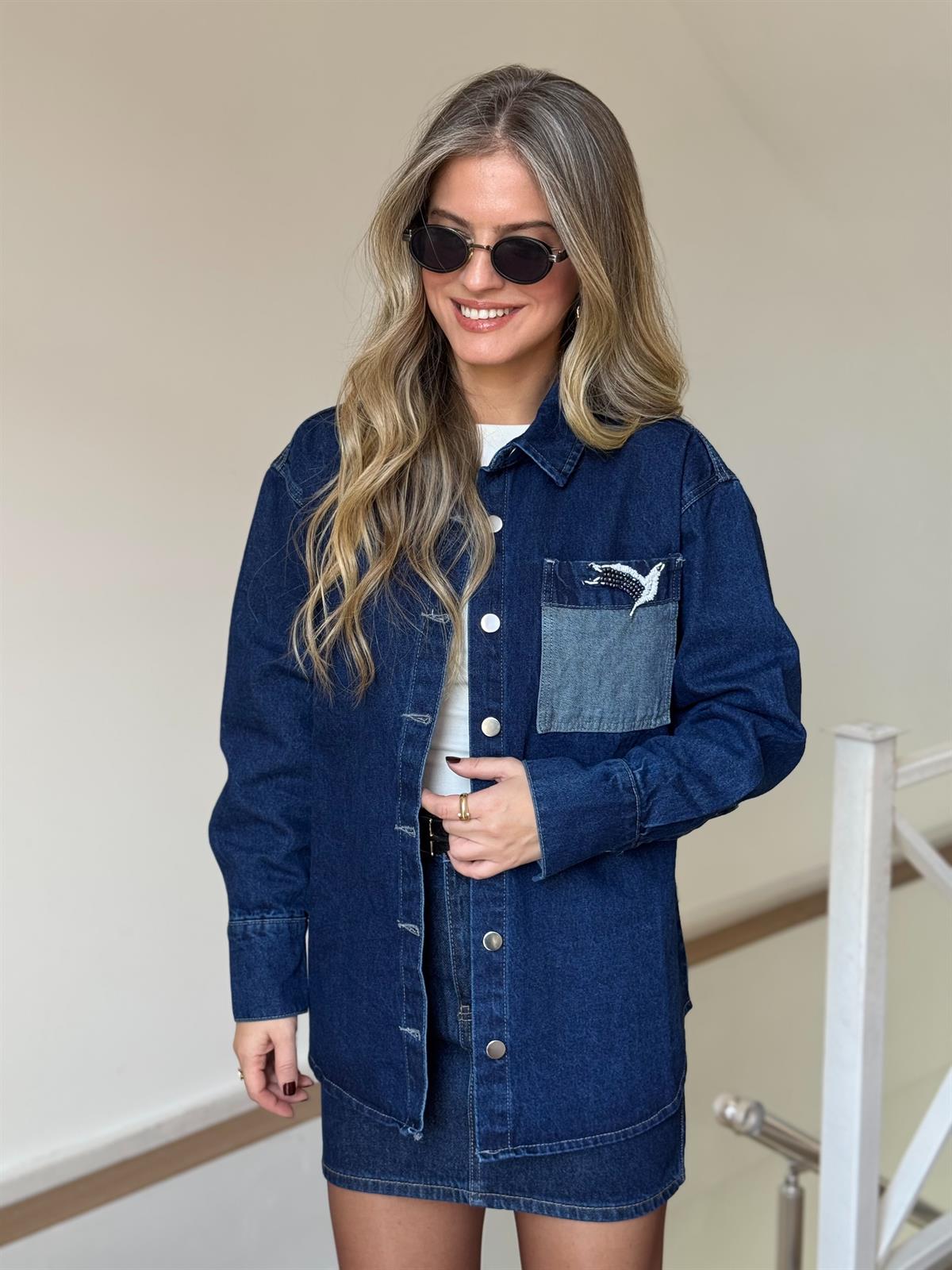 Cep Detaylı Denim Ceket 