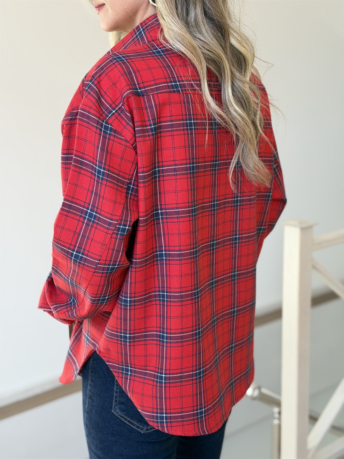 Cepli Ekoseli Gömlek - Kırmızı