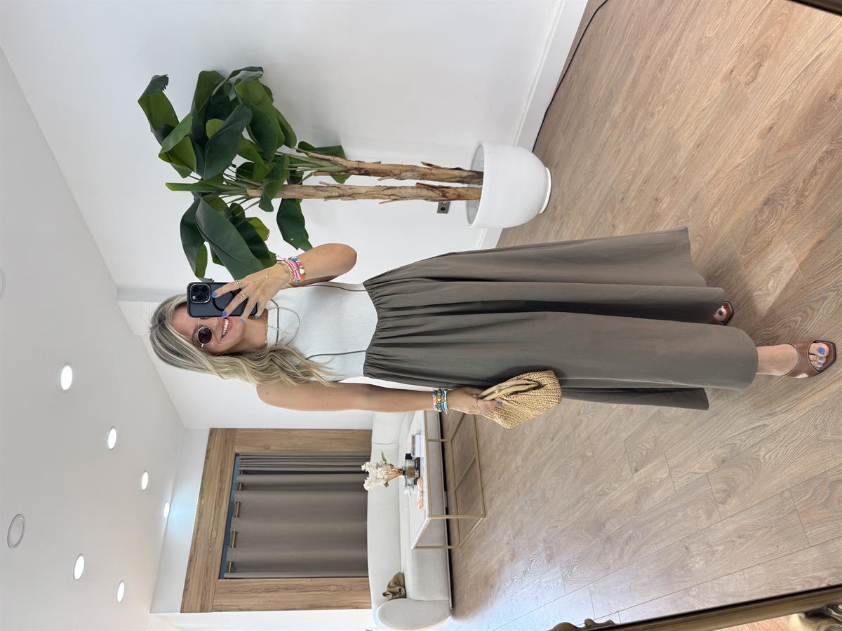 Cepli İki Renk Elbise 