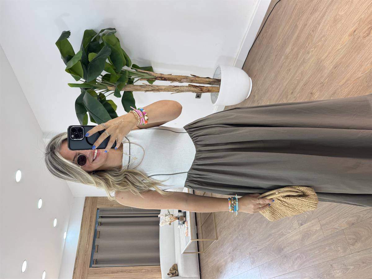 Cepli İki Renk Elbise 