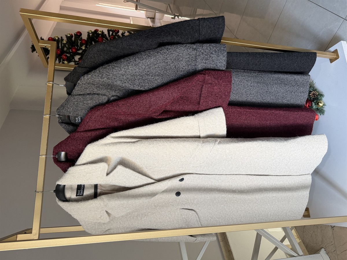 Cepli Uzun Buklet Kaban - Bordo