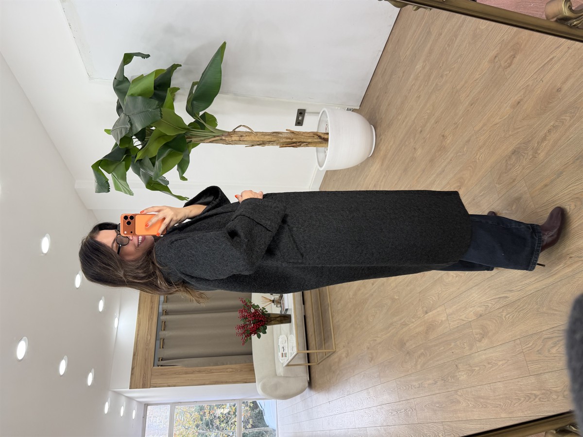 Cepli Uzun Buklet Kaban - Siyah