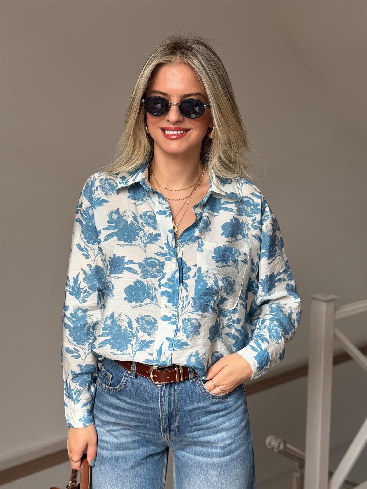 Çiçek Desen Salaş Gömlek 