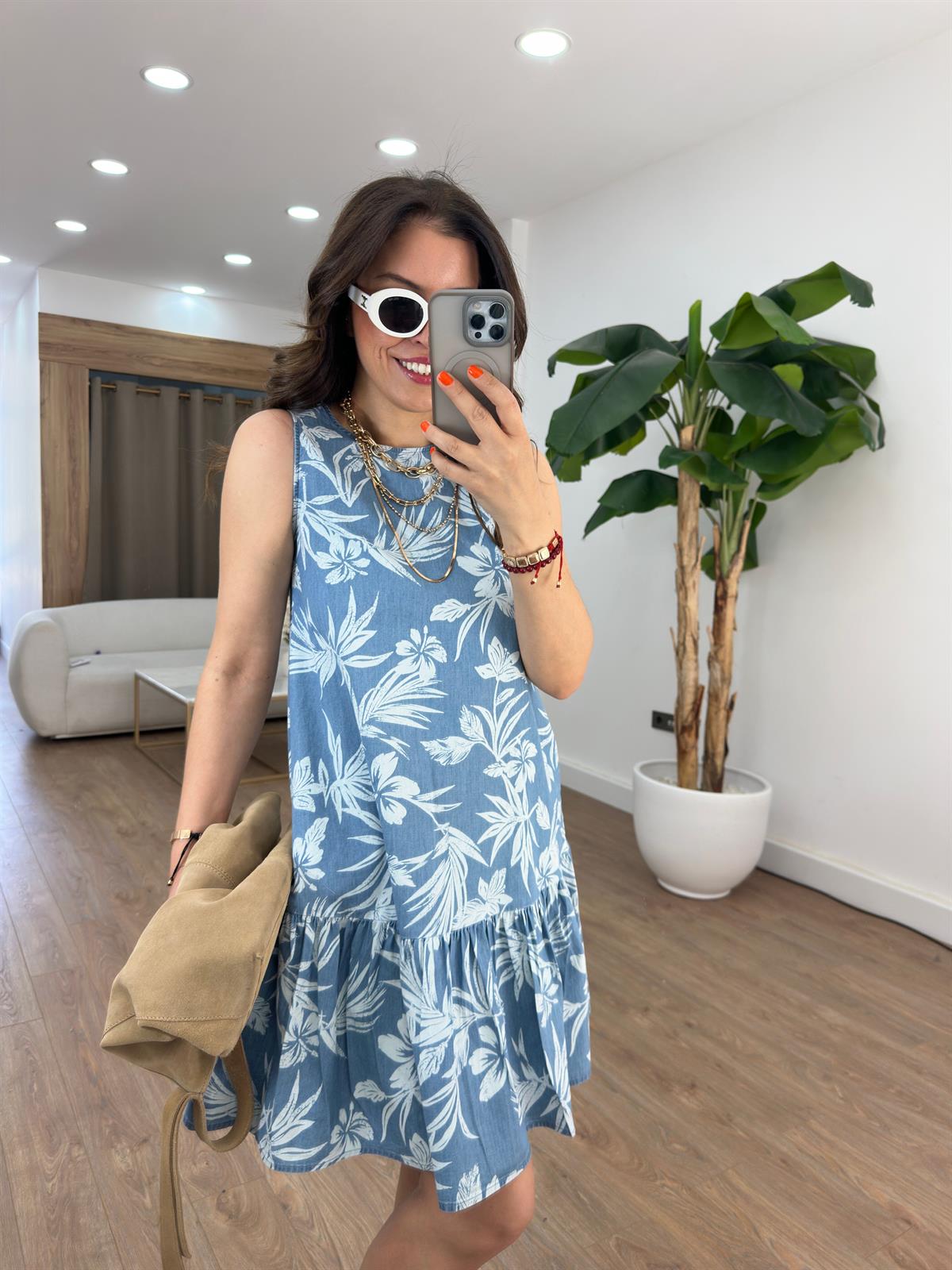 Çiçek Desenli Kloş Elbise 