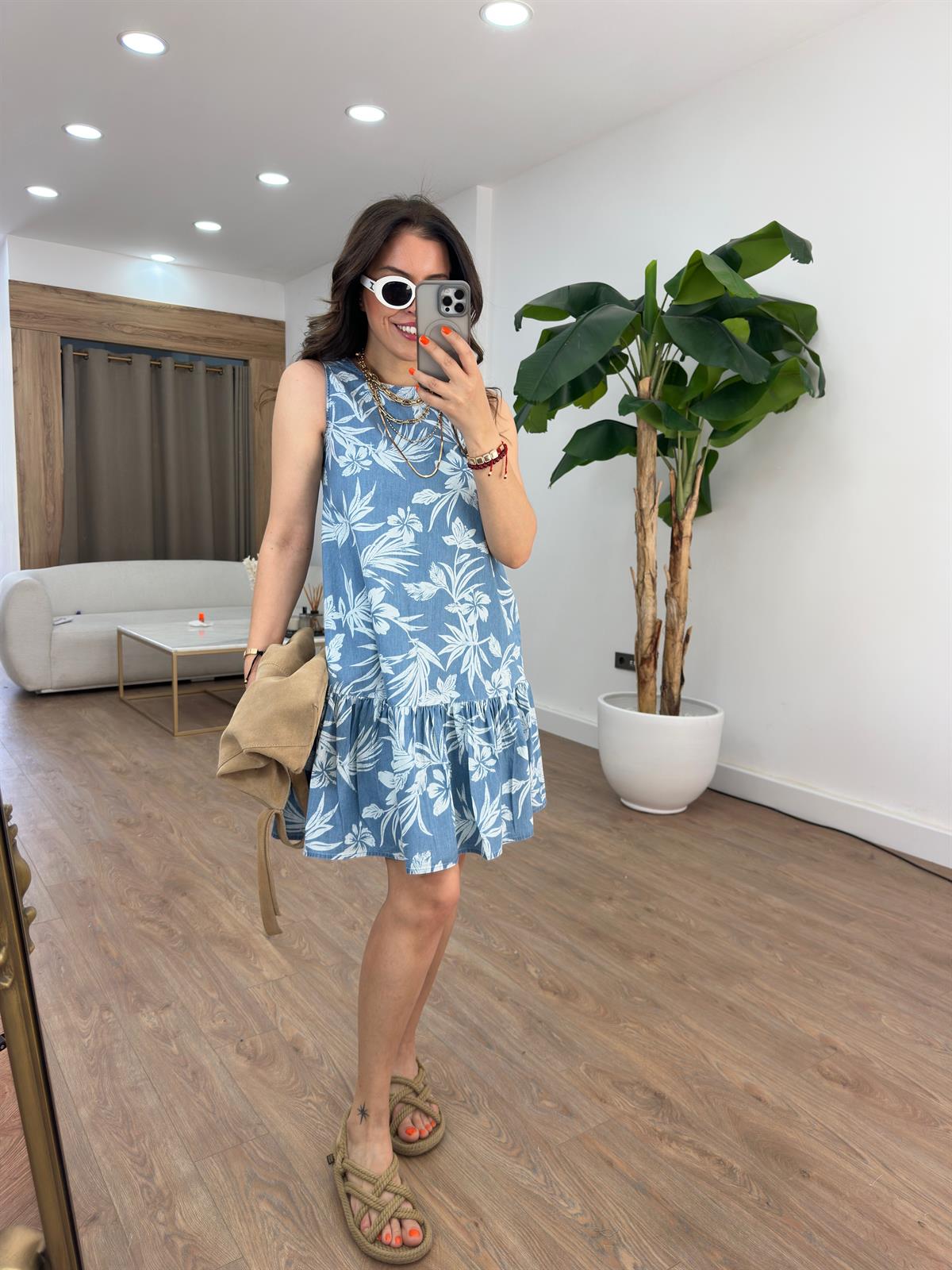 Çiçek Desenli Kloş Elbise 