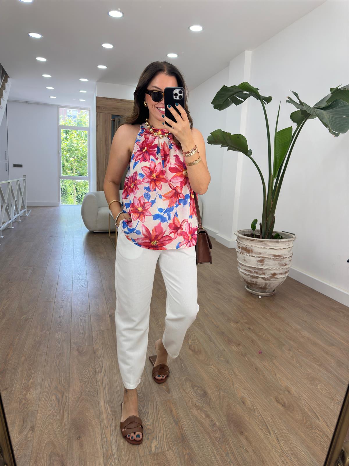 Çiçek Desenli Vual Bluz