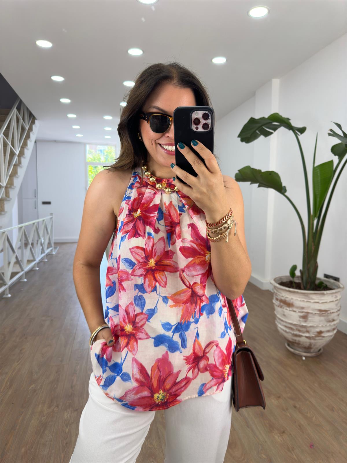 Çiçek Desenli Vual Bluz