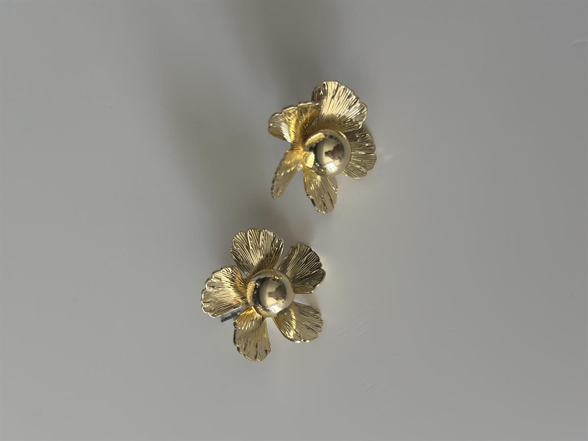 Çiçek Tasarım Gold Küpe 2,5 cm