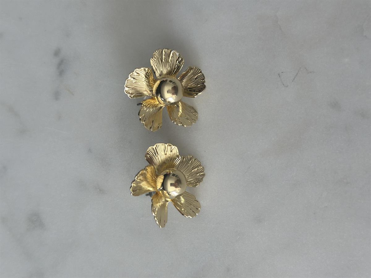 Çiçek Tasarım Gold Küpe 2,5 cm