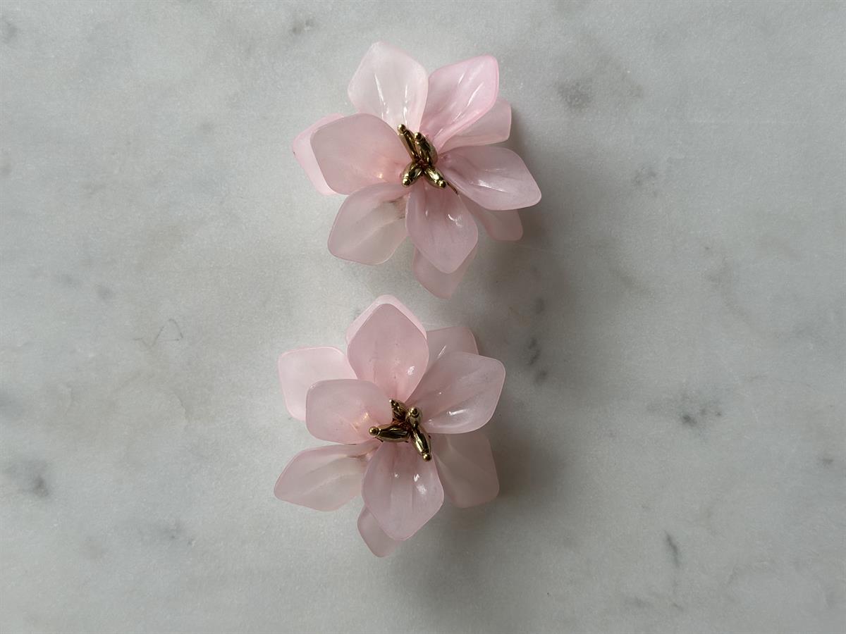 Çiçek Tasarım Pembe Küpe 6cm