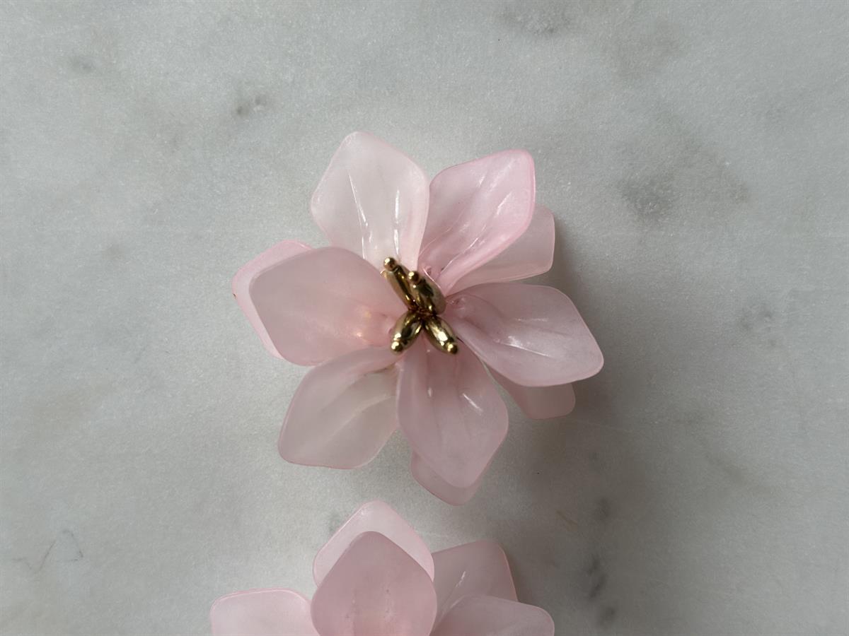 Çiçek Tasarım Pembe Küpe 6cm