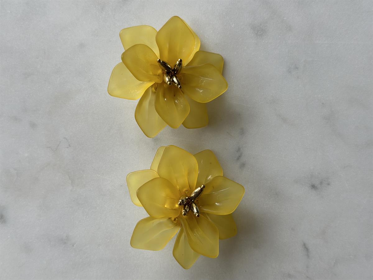 Çiçek Tasarım Sarı Küpe 6cm