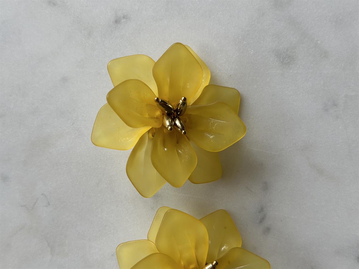 Çiçek Tasarım Sarı Küpe 6cm
