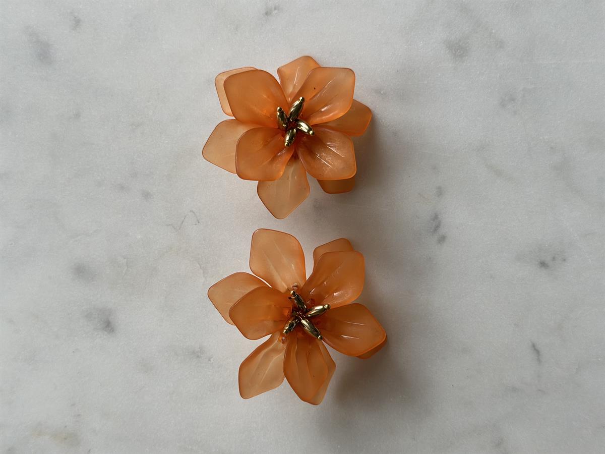 Çiçek Tasarım Turuncu Küpe 6cm
