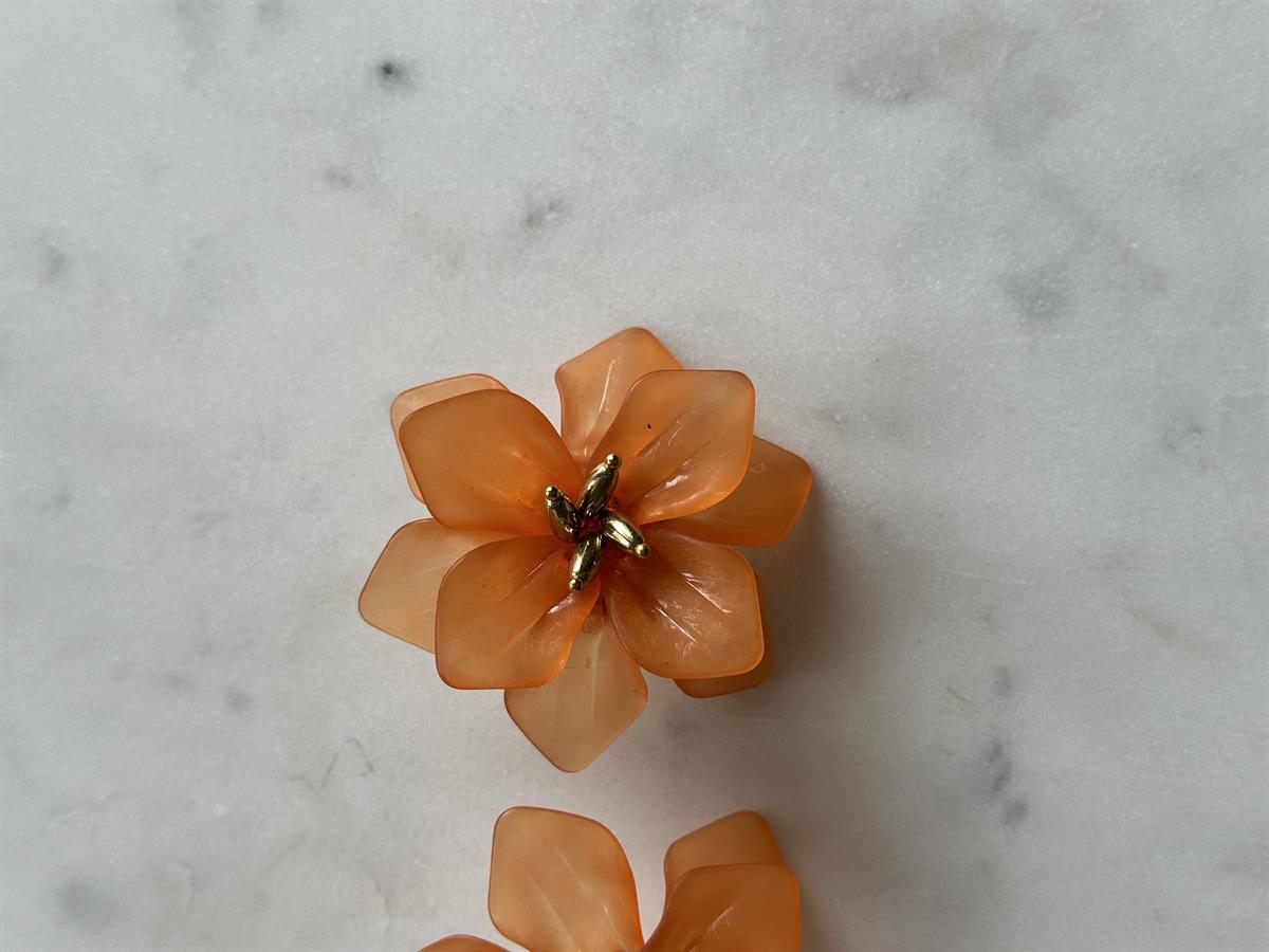 Çiçek Tasarım Turuncu Küpe 6cm