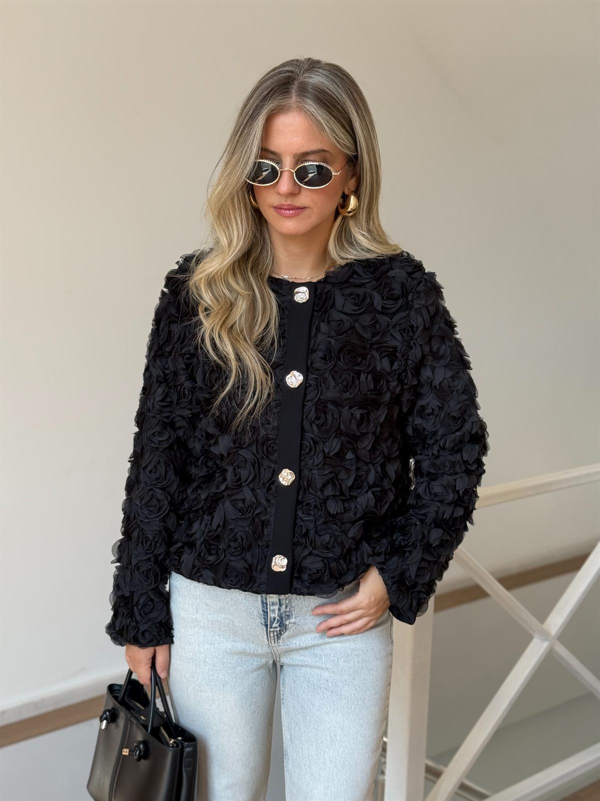 Çiçek Tül Detaylı Ceket 