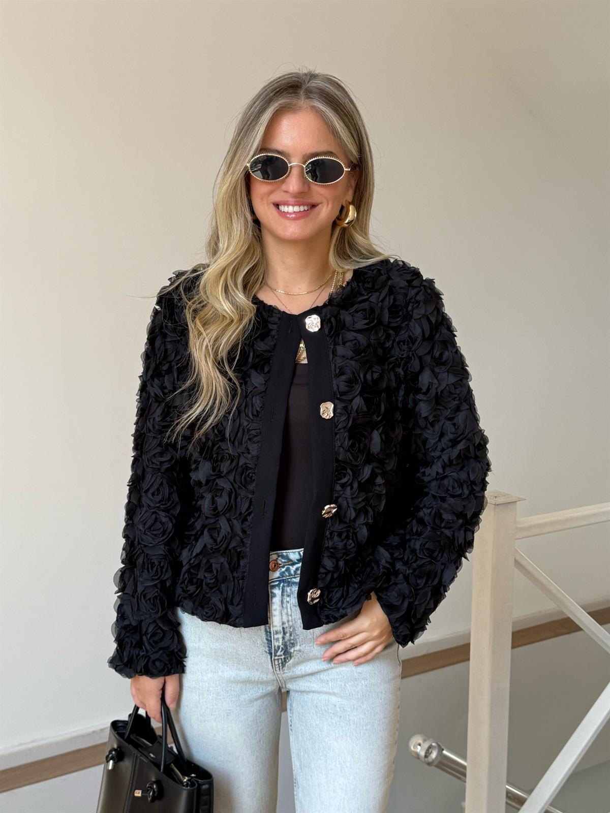 Çiçek Tül Detaylı Ceket 