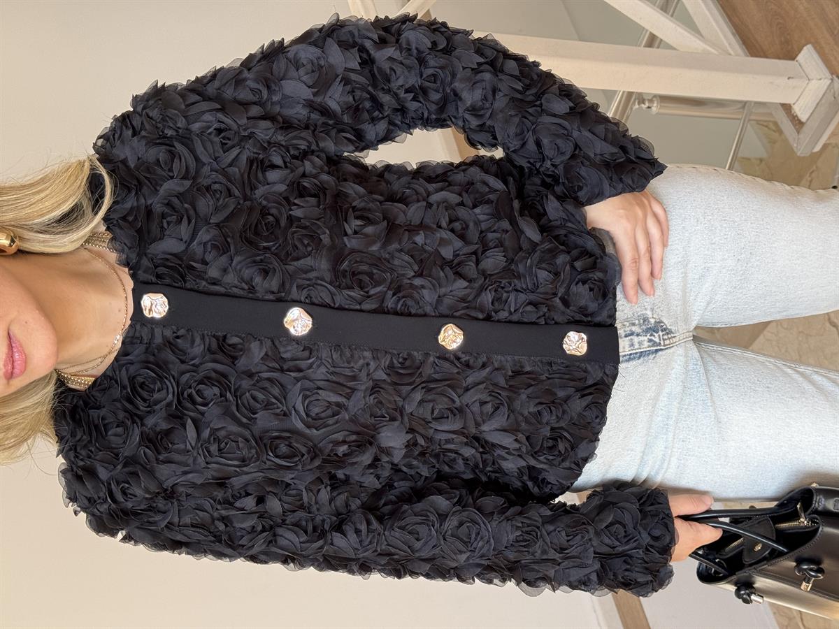 Çiçek Tül Detaylı Ceket 