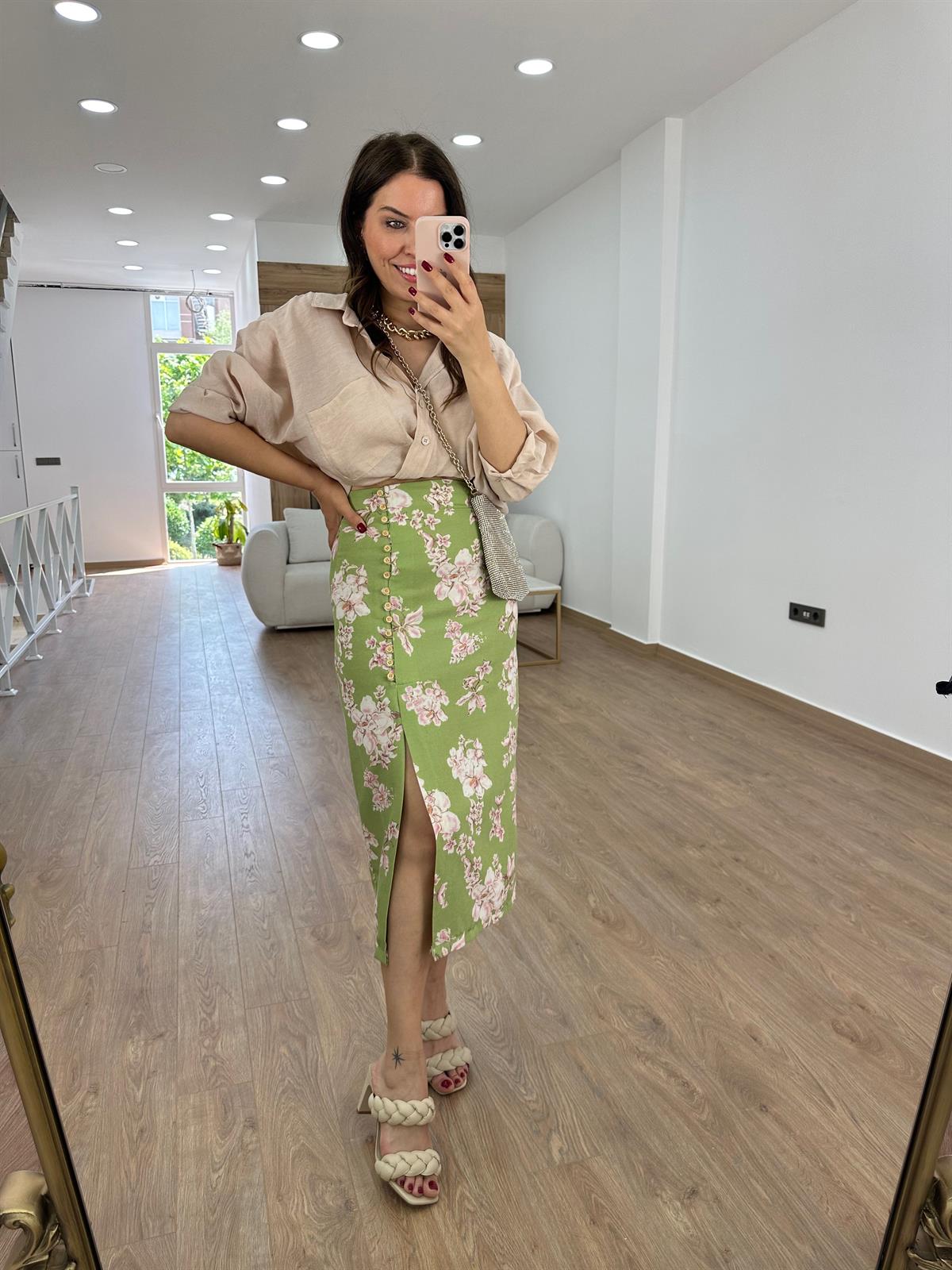 Çiçekli Keten Etek