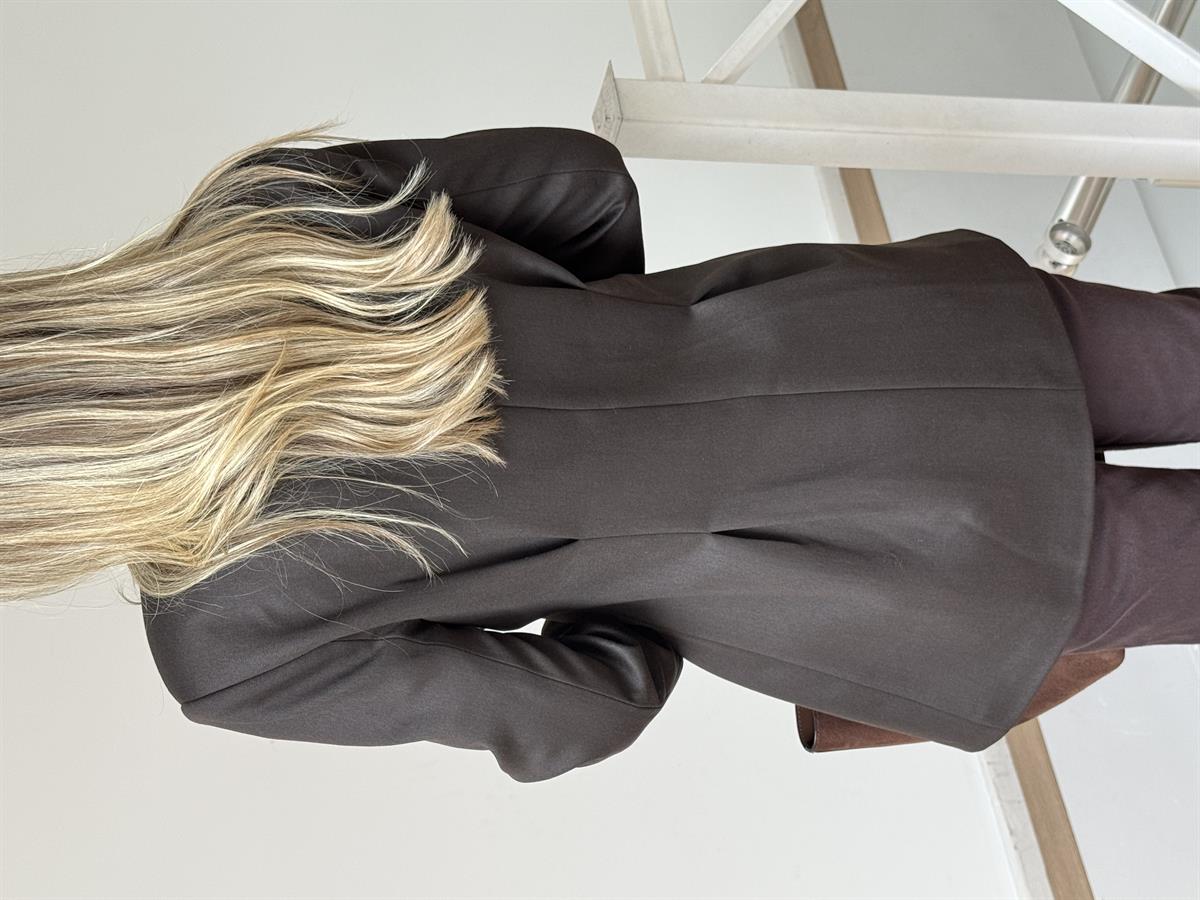 Çift Düğmeli Blazer Ceket - Kahverengi
