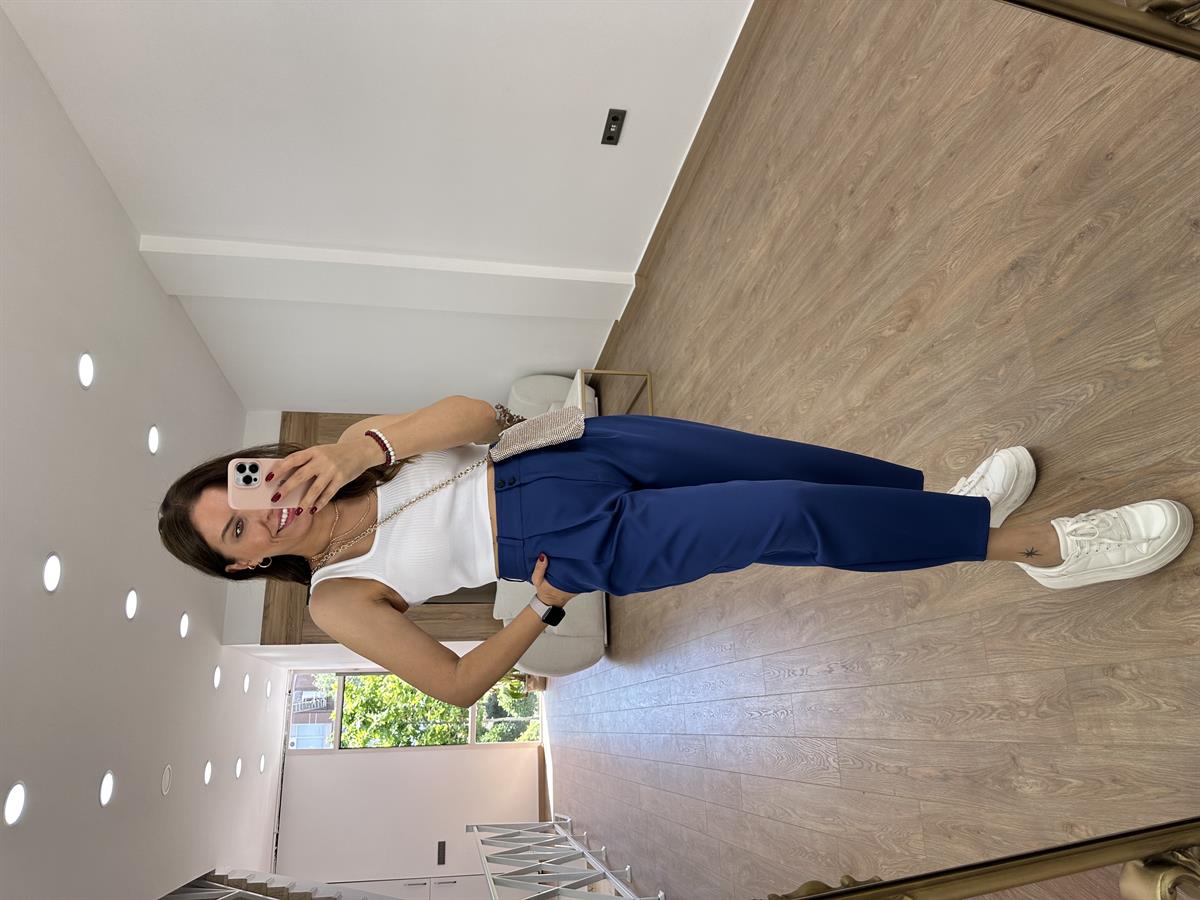 Çift Düğmeli Şalvar Kesim Pantolon-İndigo