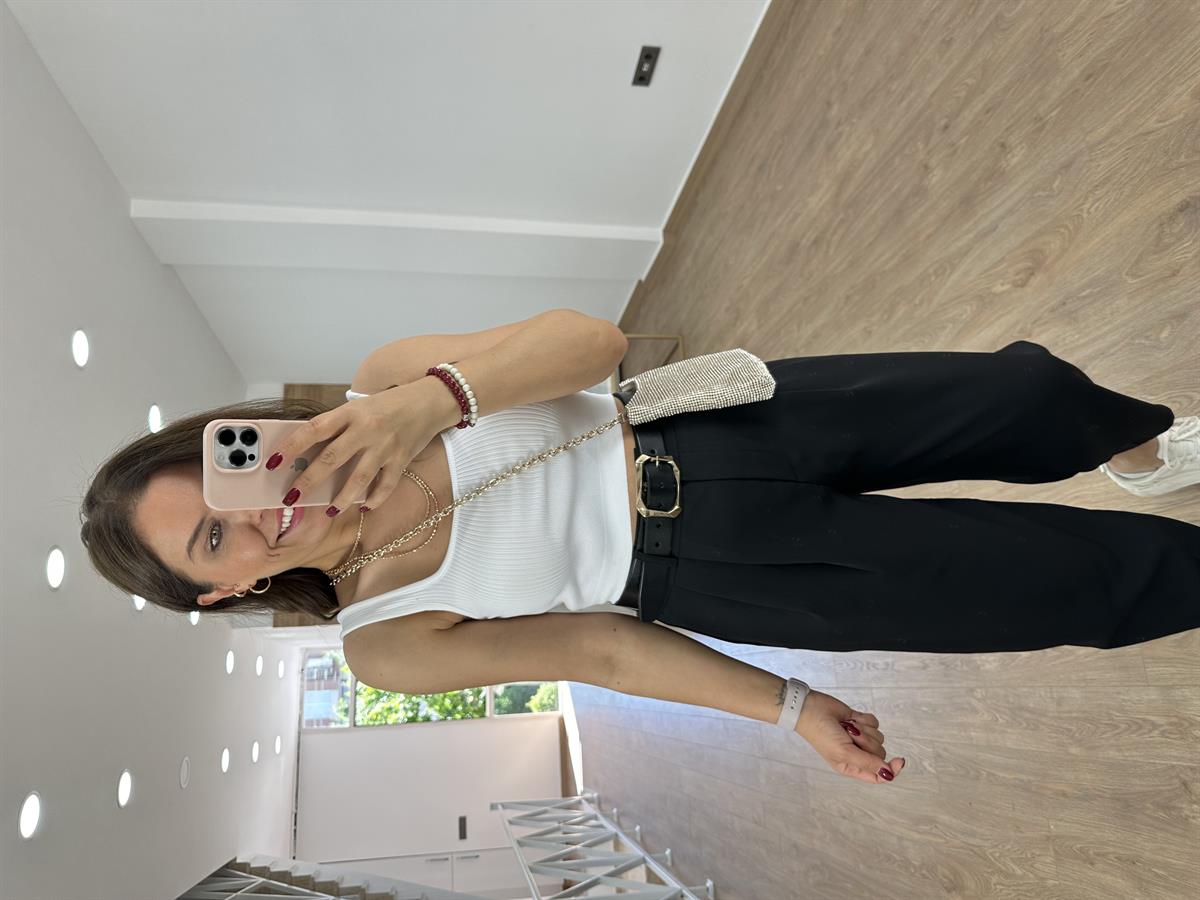 Çift Düğmeli Şalvar Kesim Pantolon-Siyah