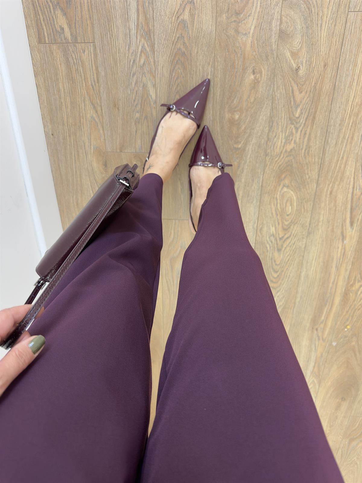 Çift Pile Havuç Pantolon - Bordo