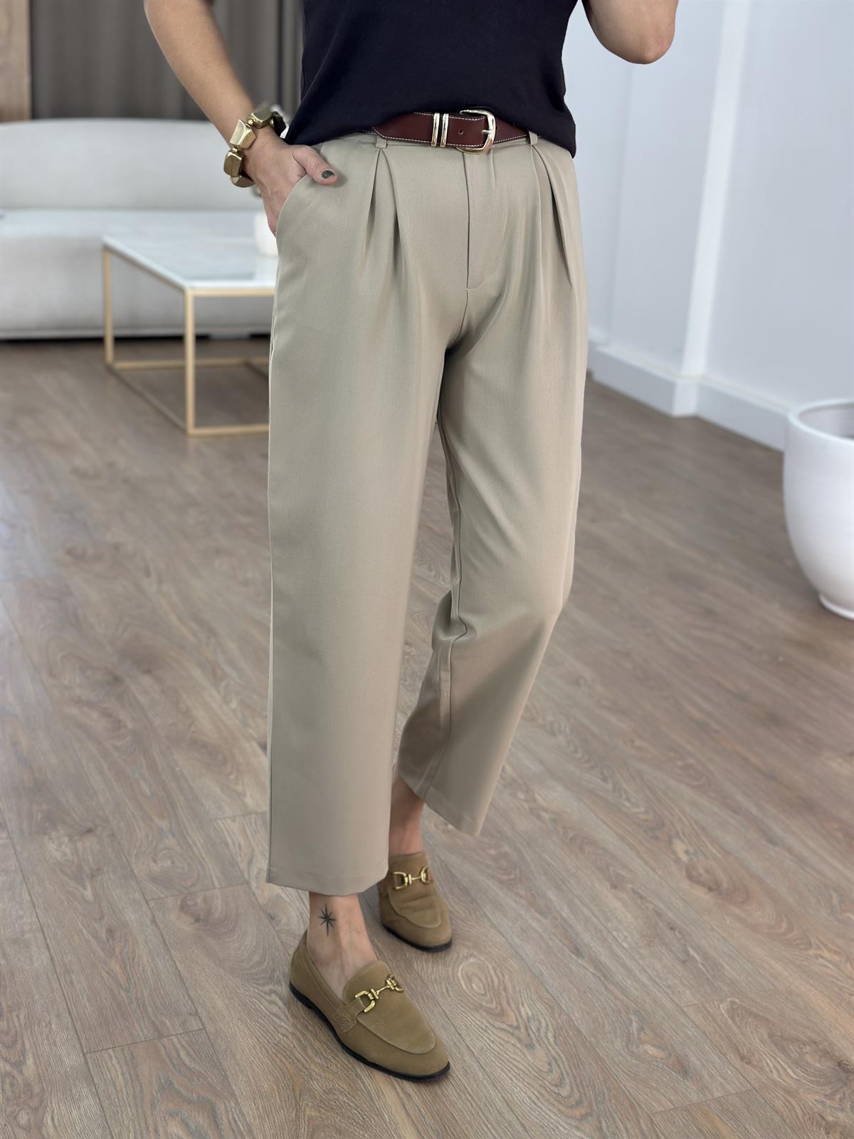 Çift Pile Havuç Pantolon - Camel