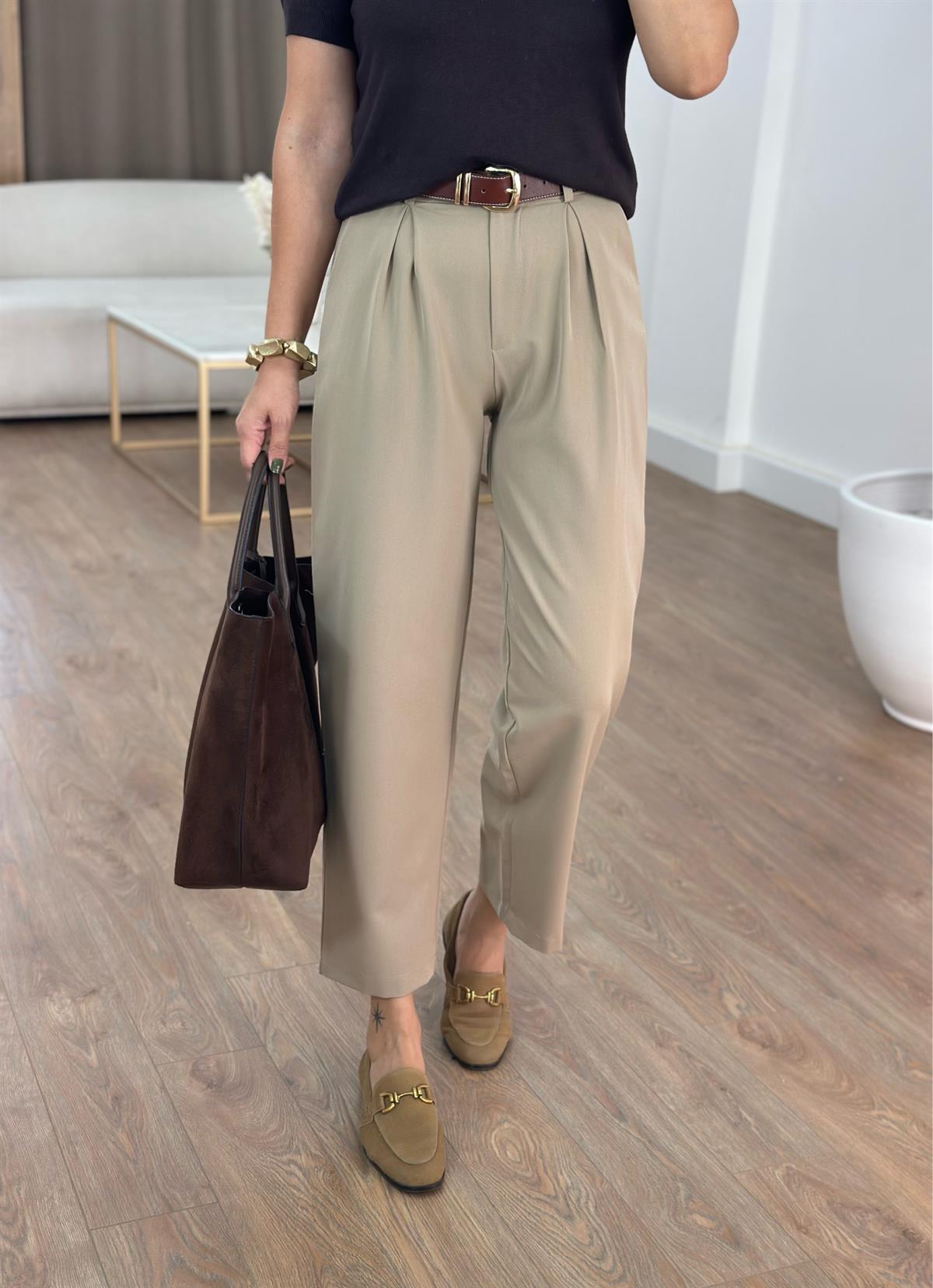 Çift Pile Havuç Pantolon - Camel