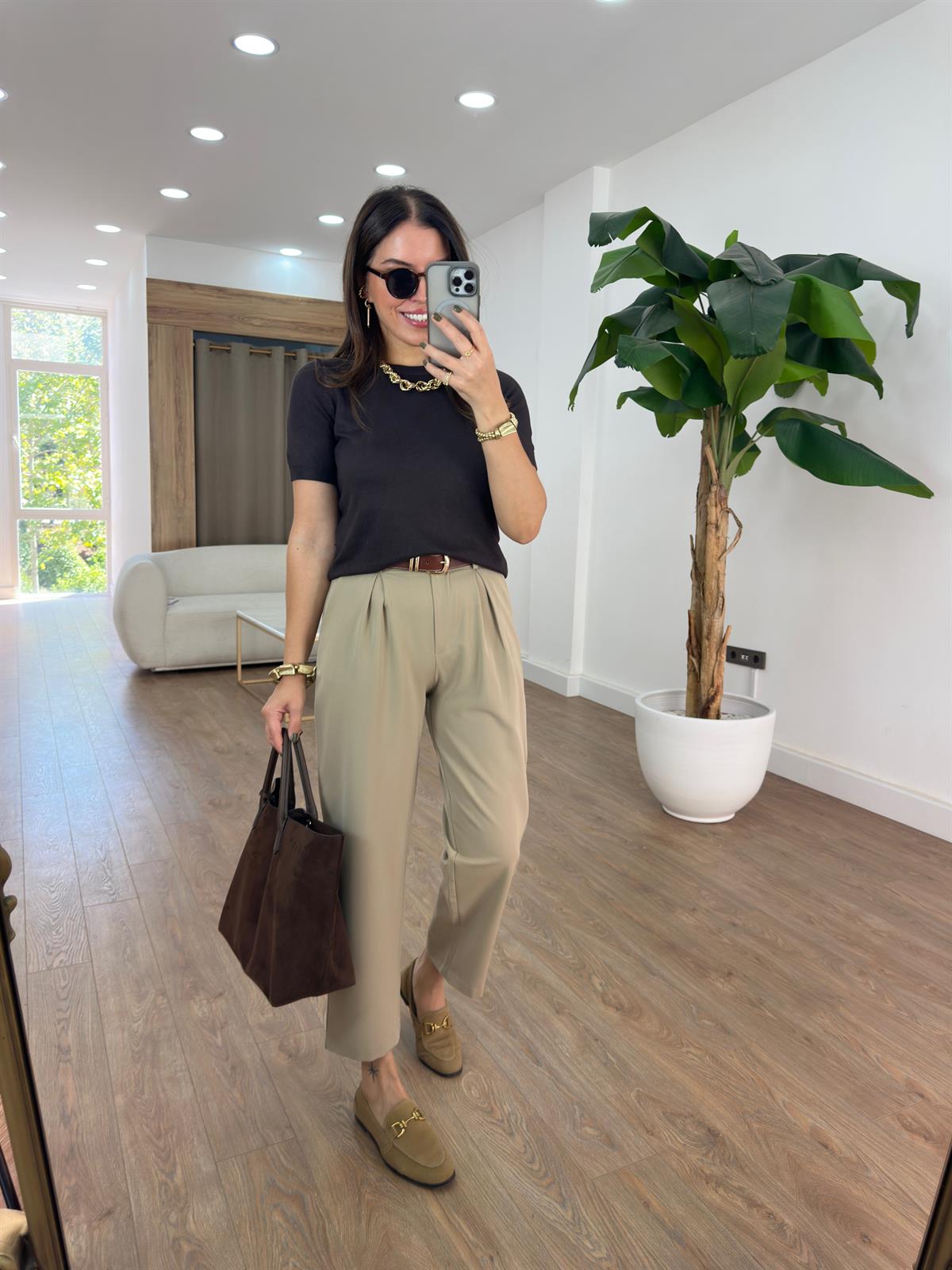 Çift Pile Havuç Pantolon - Camel