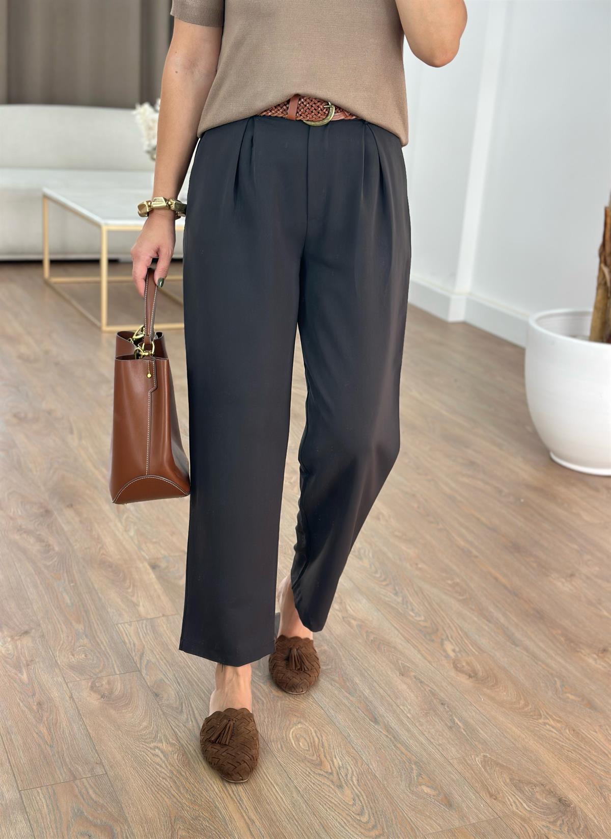 Çift Pile Havuç Pantolon - Kahverengi