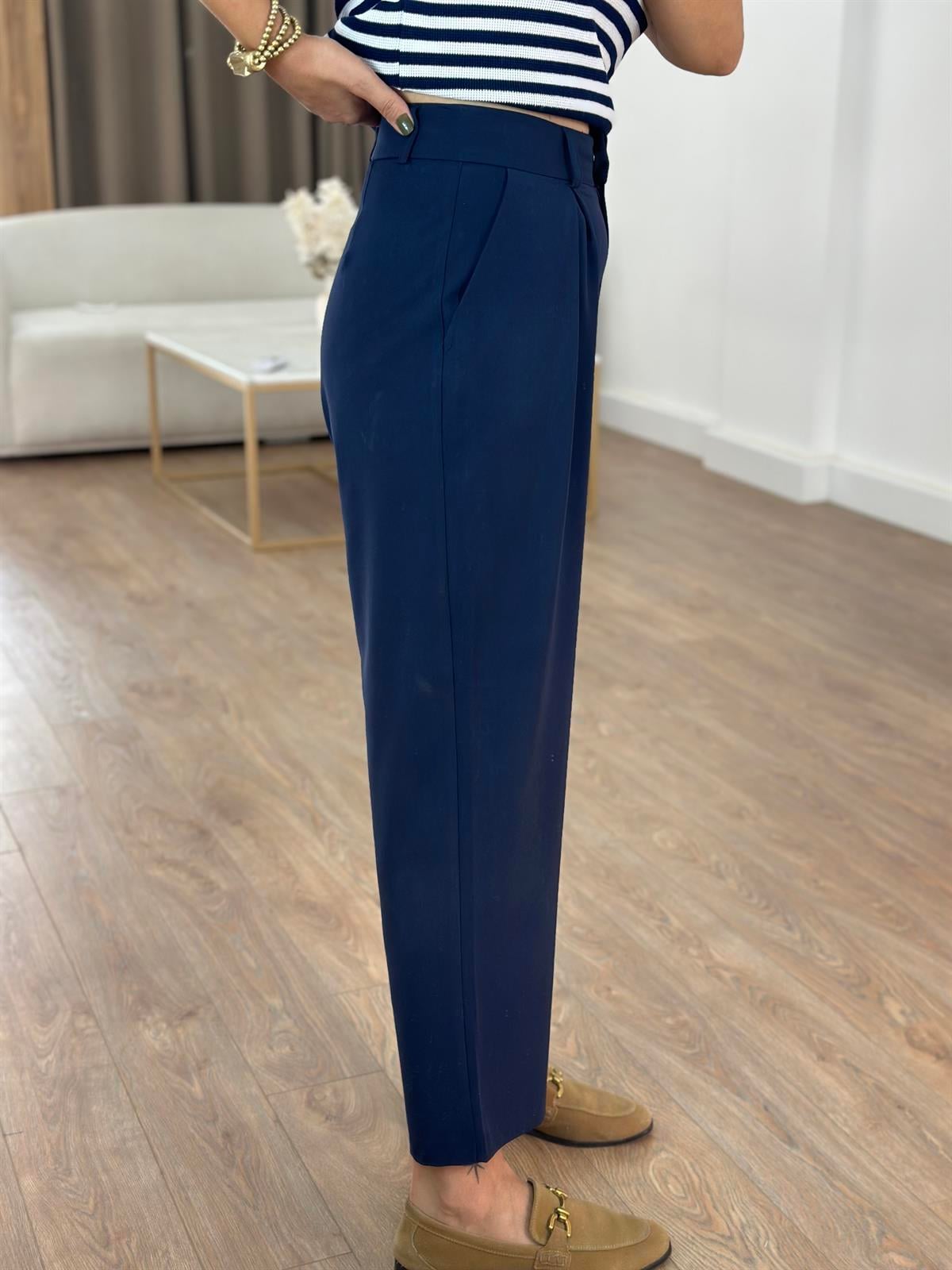 Çift Pile Havuç Pantolon - Lacivert