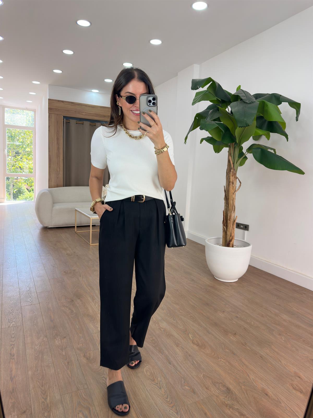 Çift Pile Havuç Pantolon - Siyah