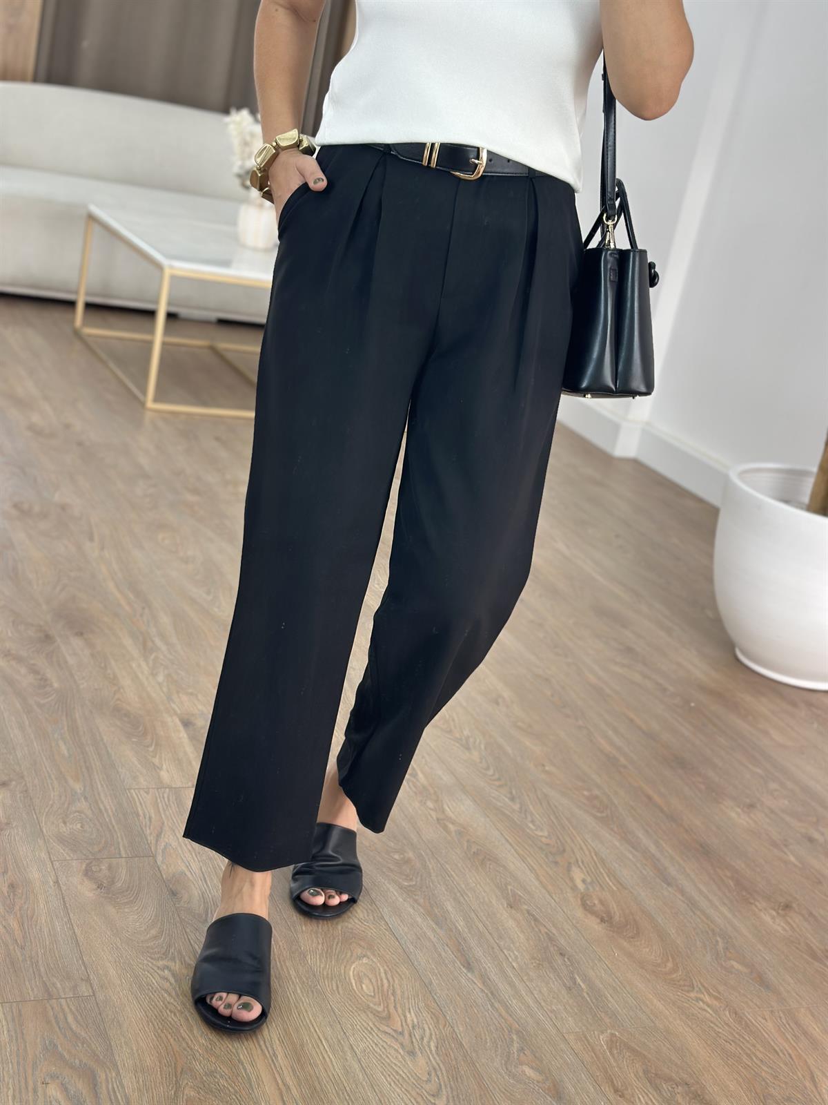 Çift Pile Havuç Pantolon - Siyah