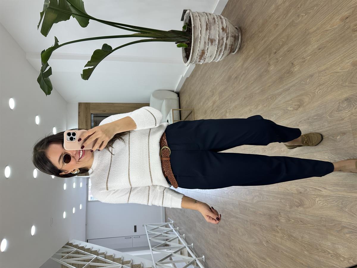 Çift Pileli Havuç Pantolon-Lacivert