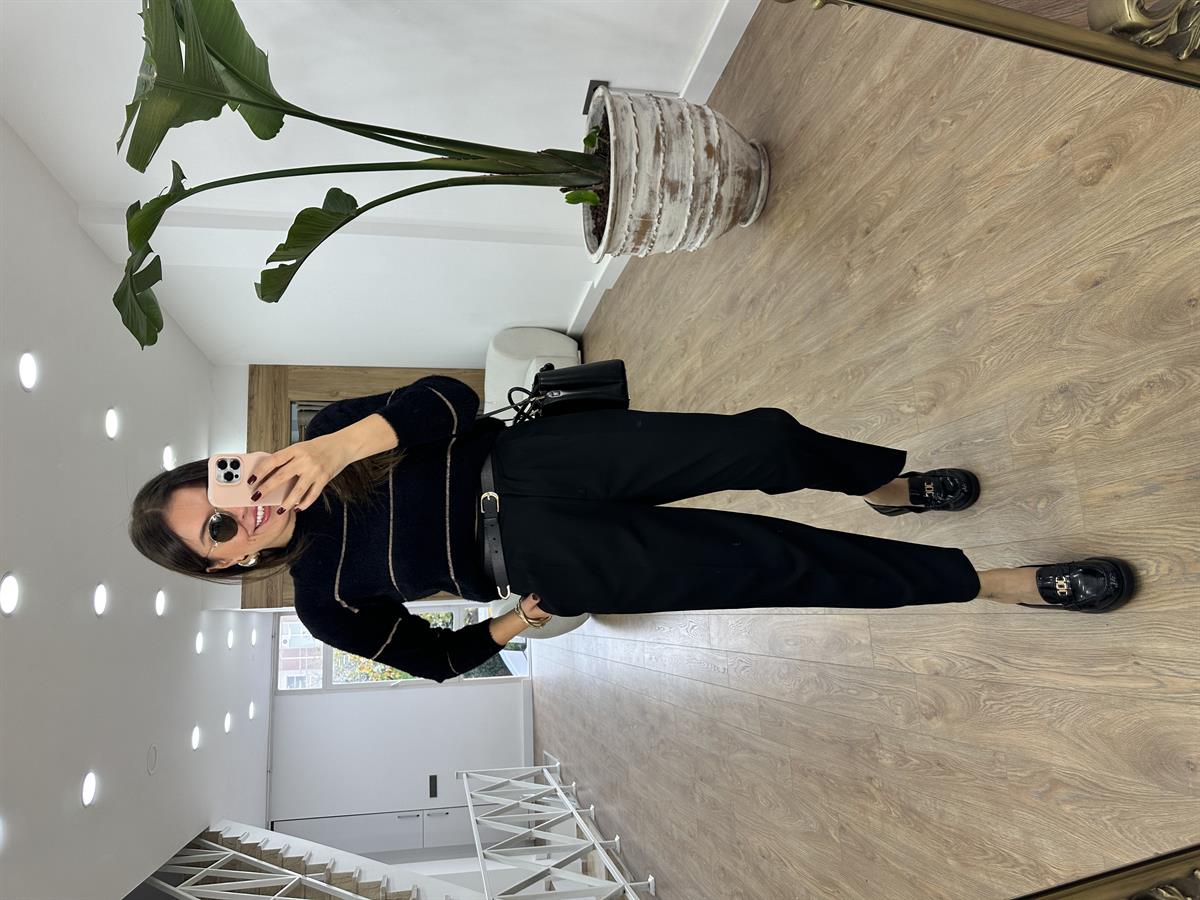 Çift Pileli Havuç Pantolon-Siyah