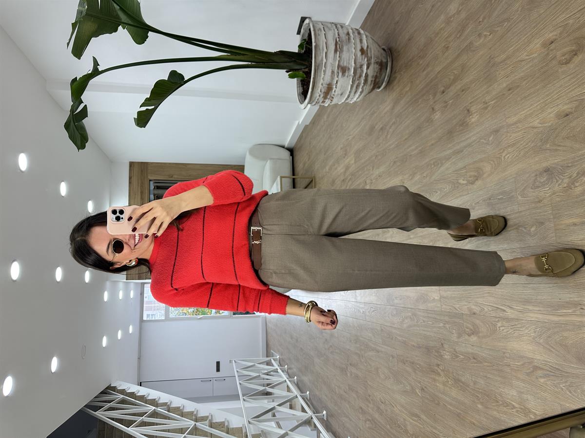 Çift Pileli Havuç Pantolon-Vizon