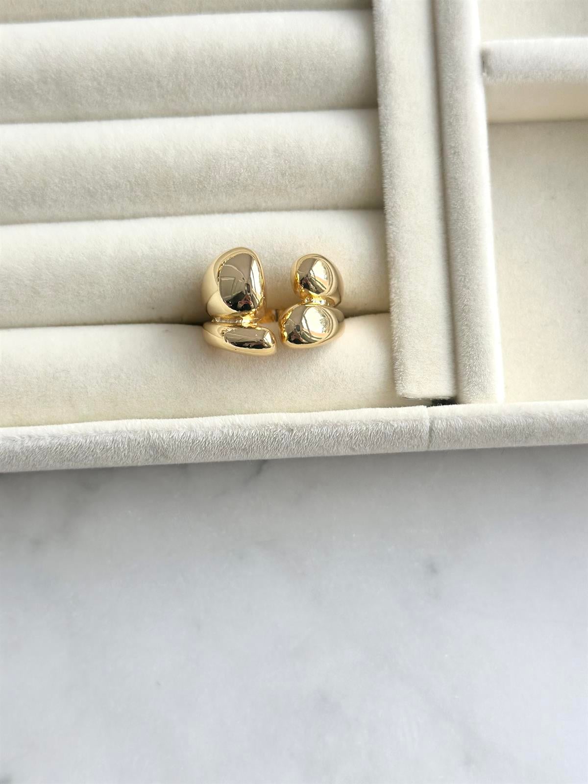 Çift Sıra Kalın Ayarlanabilir Gold Yüzük