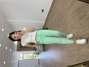 Çımalı Gabardin Pantolon-Mint Yeşili