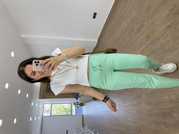 Çımalı Gabardin Pantolon-Mint Yeşili