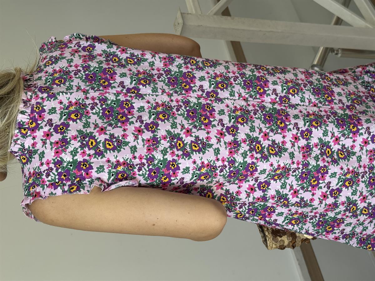 Çıtır Çiçek Desenli Volanlı Elbise