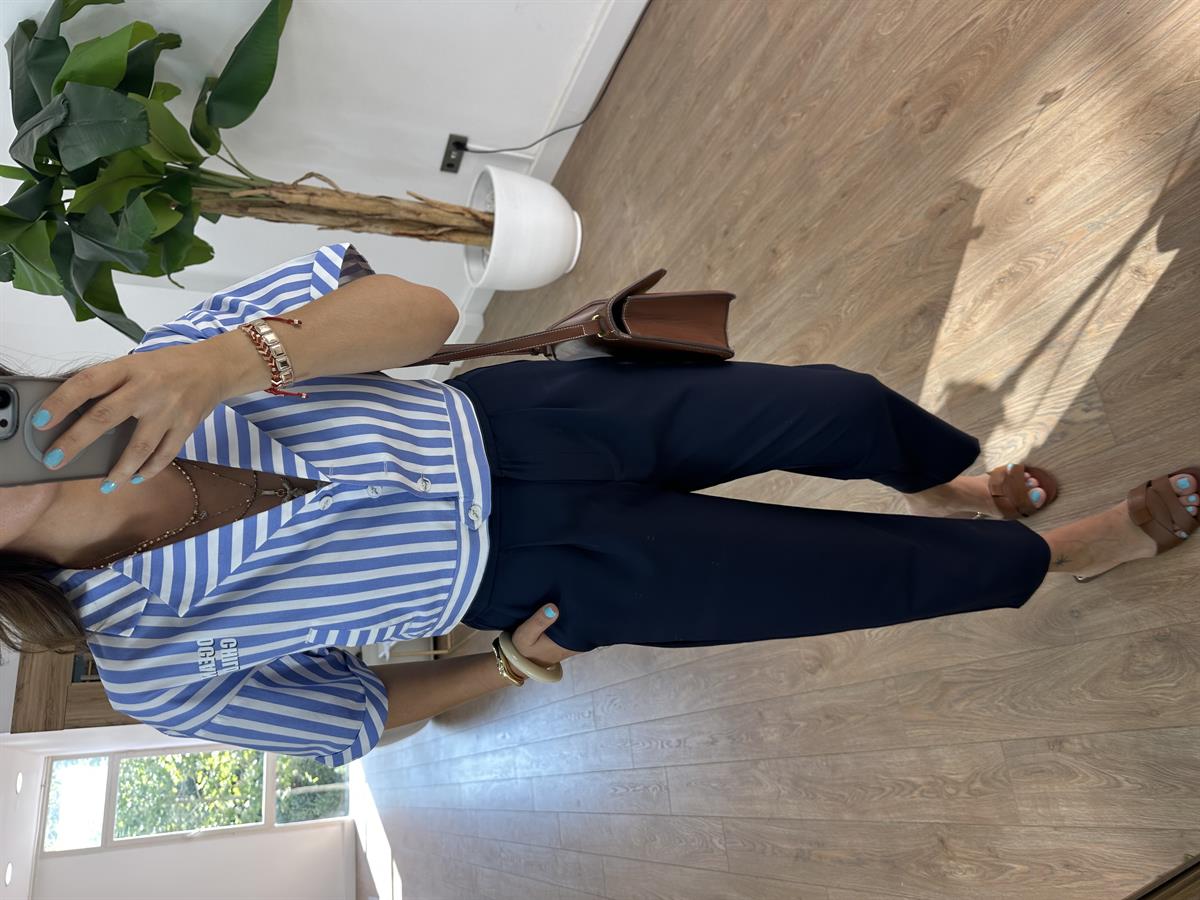 Çizgili Crop Gömlek 