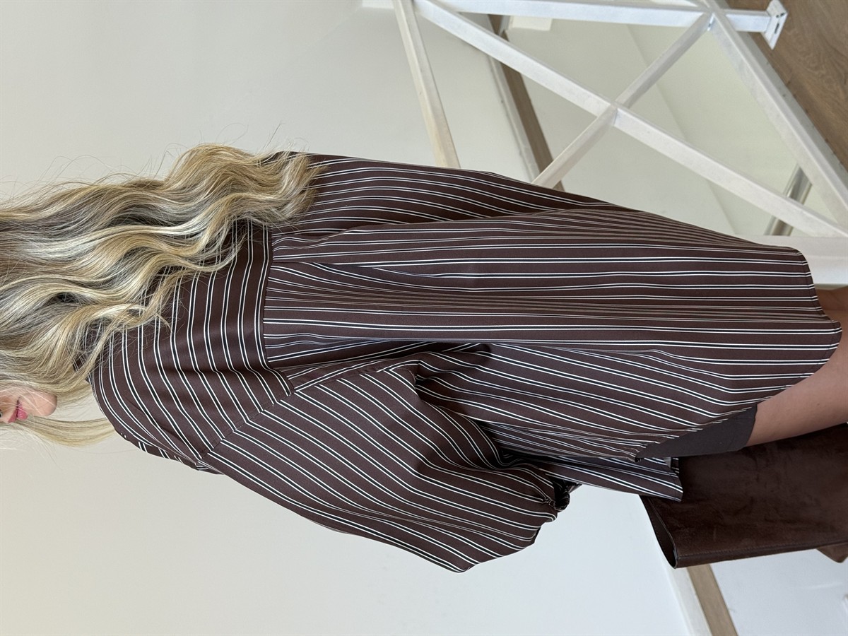 Çizgili Gömlek - Kahverengi