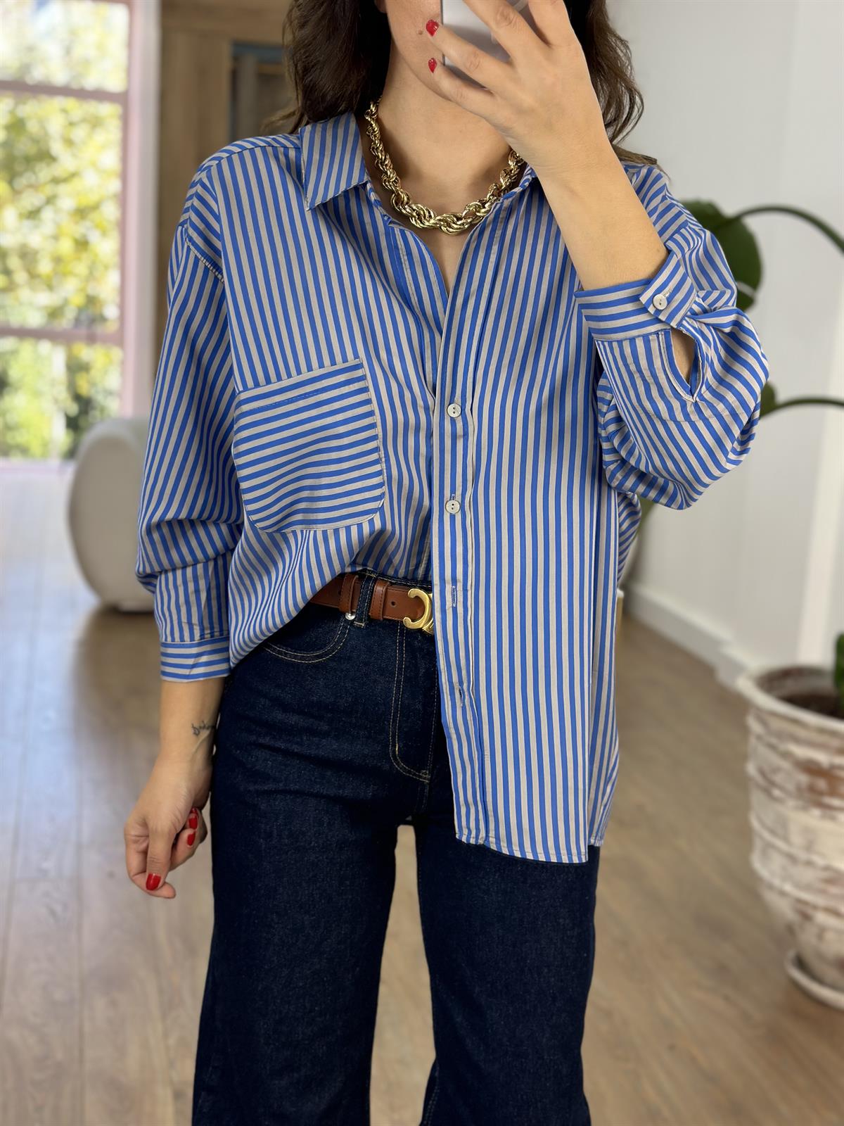 Çizgili Oversize Gömlek