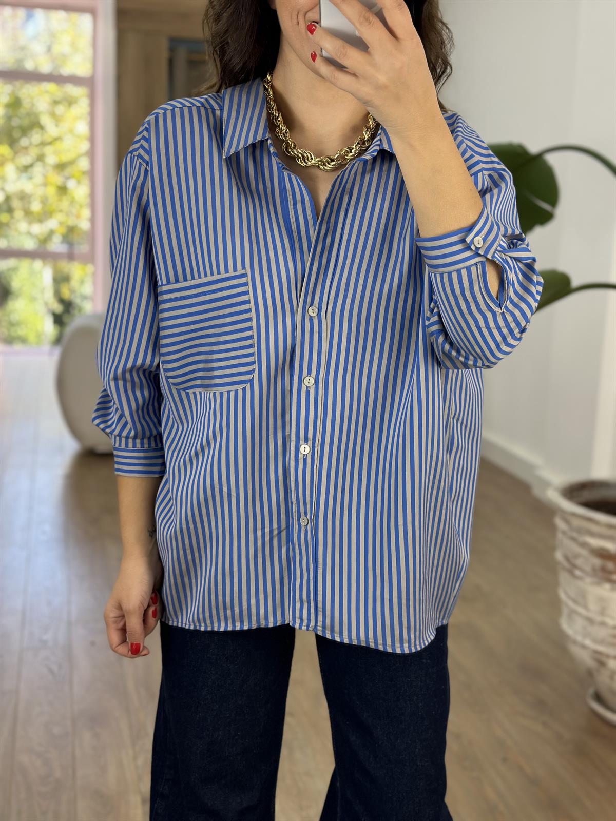 Çizgili Oversize Gömlek
