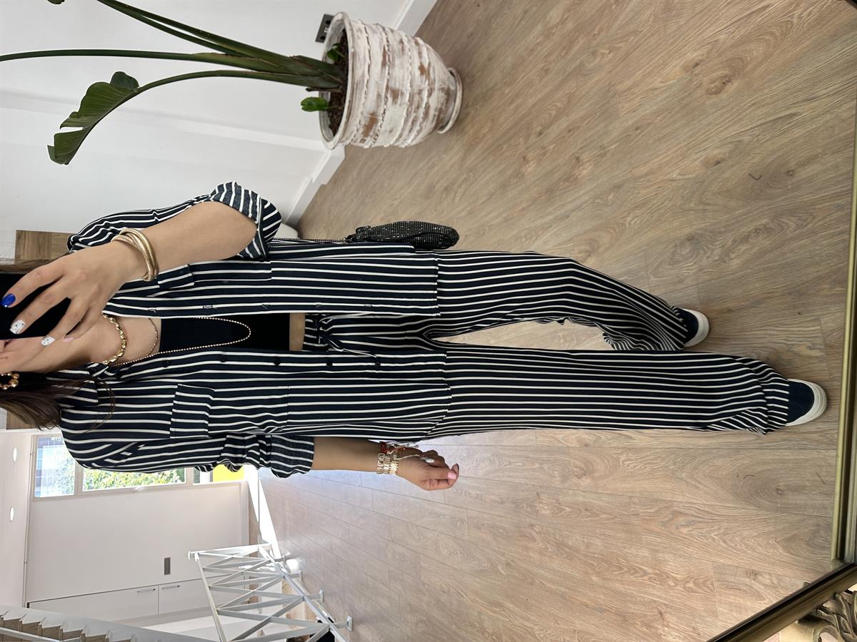 Çizgili Pantolon Gömlek Takım