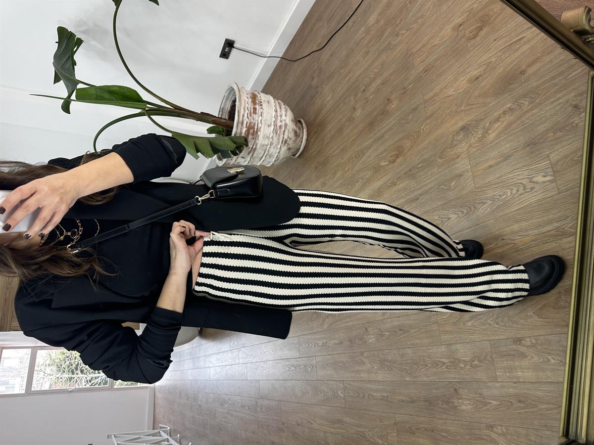 Çizgili Triko Pantolon 