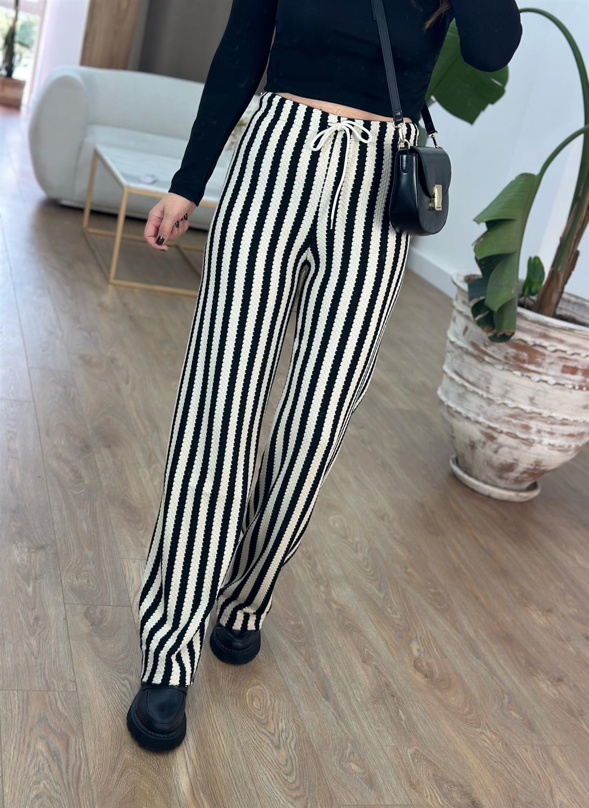 Çizgili Triko Pantolon 