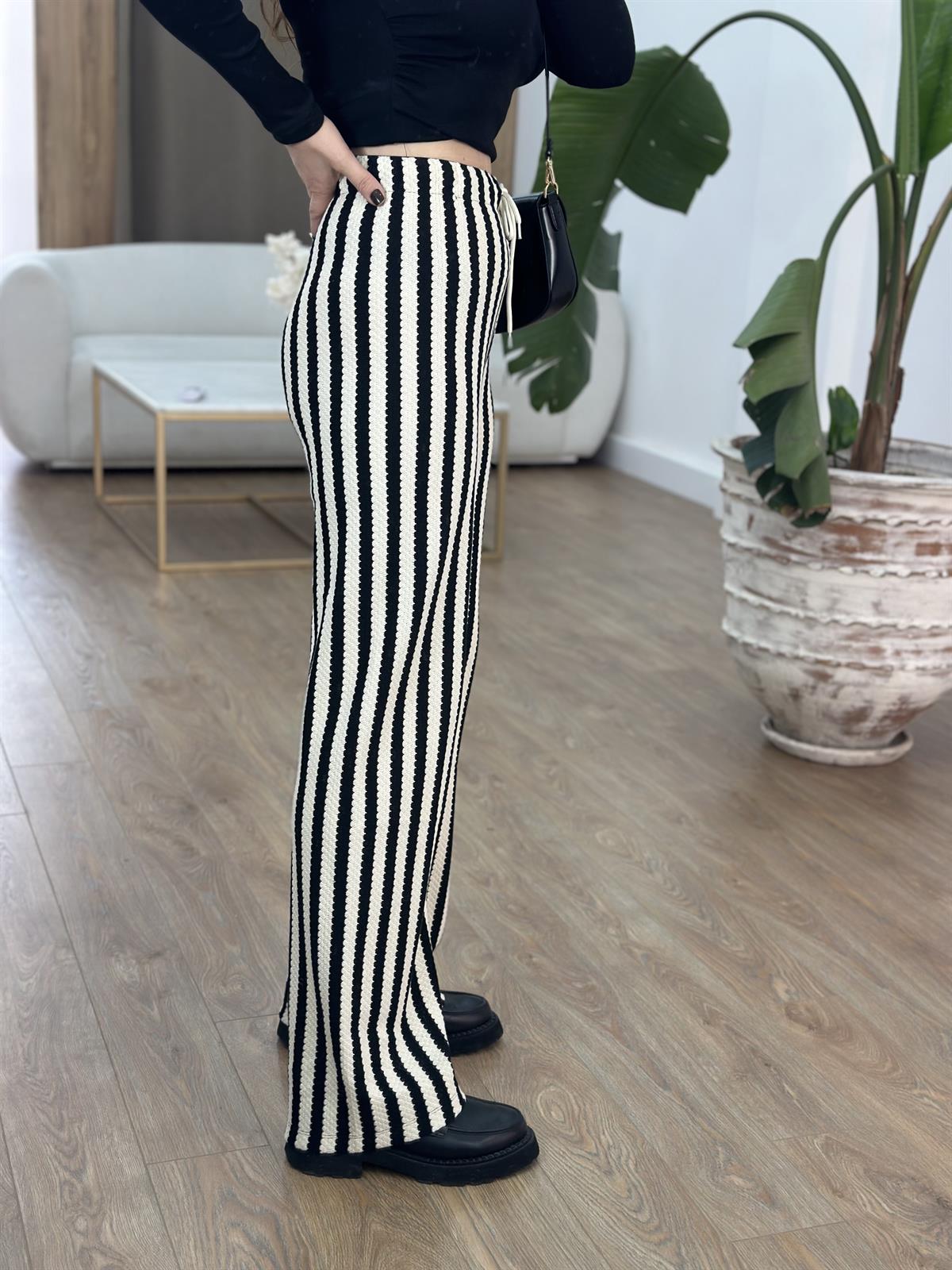 Çizgili Triko Pantolon 